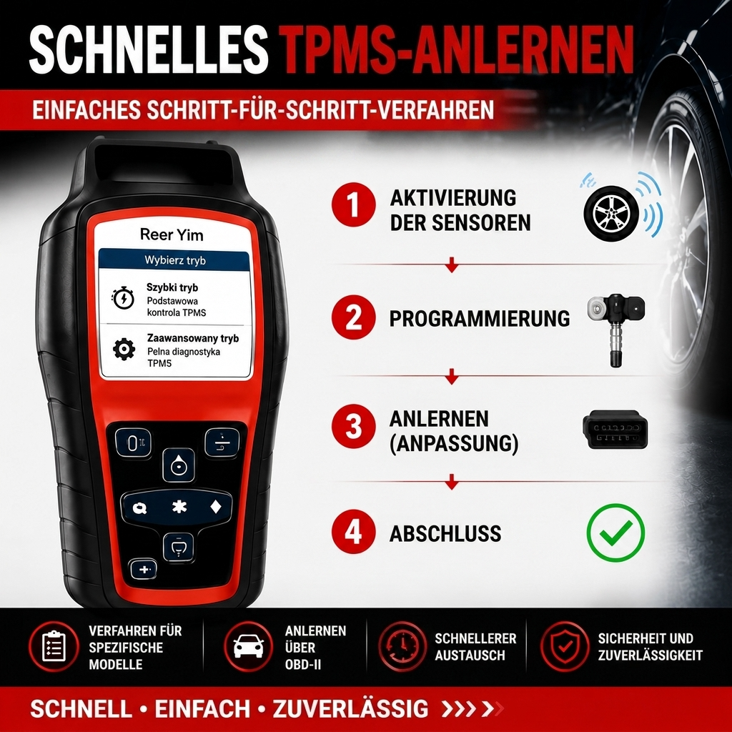 Professioneller TPMS-Tester für Reifendrucksensoren | Programmierung, Diagnostik, Relearn, OBD-II, Wi-Fi Upgrade | Unterstützung 315MHz/433MHz