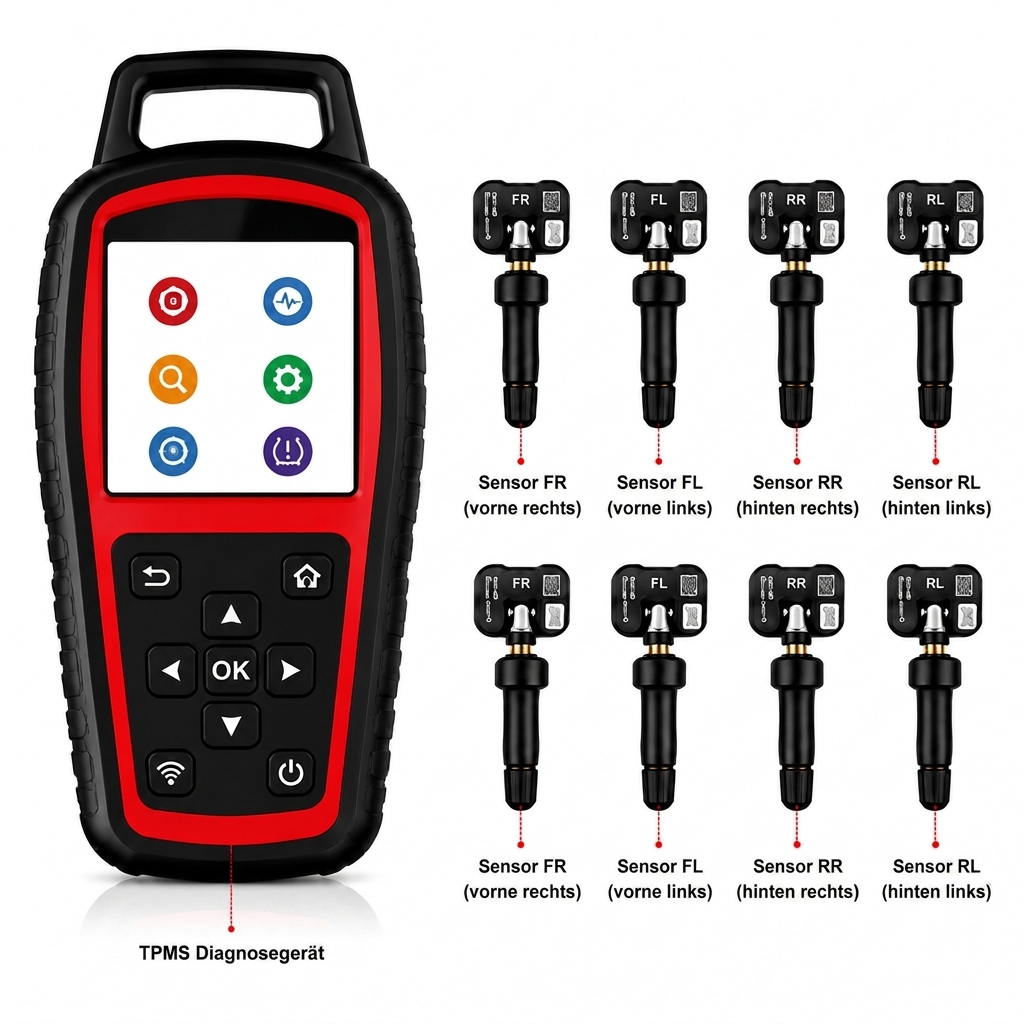 Professioneller TPMS-Tester für Reifendrucksensoren | Programmierung, Diagnostik, Relearn, OBD-II, Wi-Fi Upgrade | Unterstützung 315MHz/433MHz
