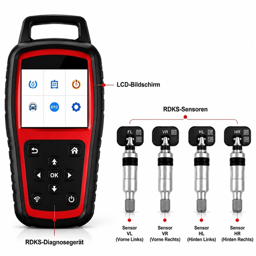 Professioneller TPMS-Tester für Reifendrucksensoren | Programmierung, Diagnostik, Relearn, OBD-II, Wi-Fi Upgrade | Unterstützung 315MHz/433MHz
